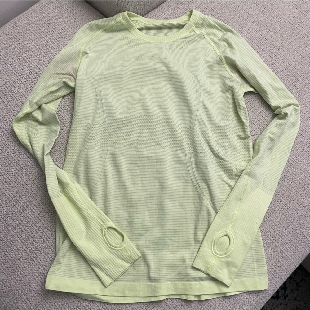 Lululemon neon yellow workout long sleeve top
